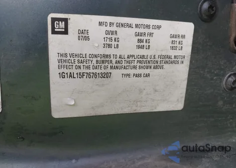 2006 Chevrolet Cobalt Lt z USA, uszkodzony, nr VIN 1G1AL15F767613207